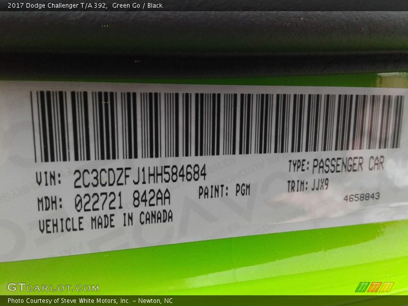 2017 Challenger T/A 392 Green Go Color Code PGM