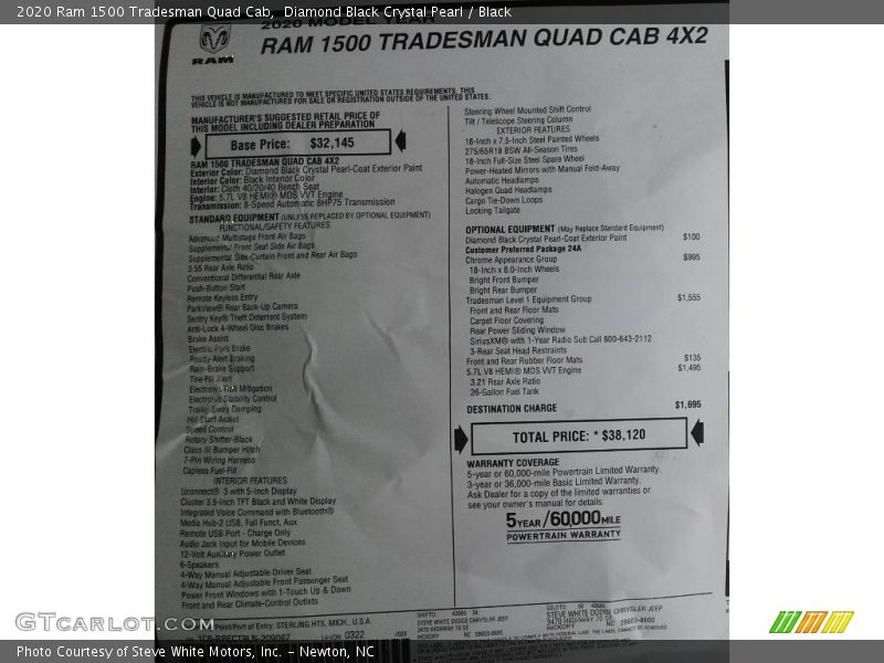 Diamond Black Crystal Pearl / Black 2020 Ram 1500 Tradesman Quad Cab
