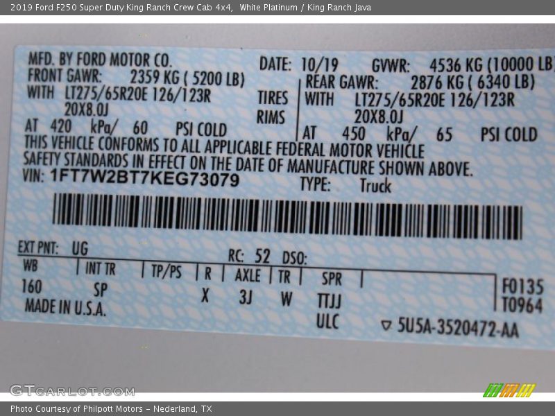 White Platinum / King Ranch Java 2019 Ford F250 Super Duty King Ranch Crew Cab 4x4