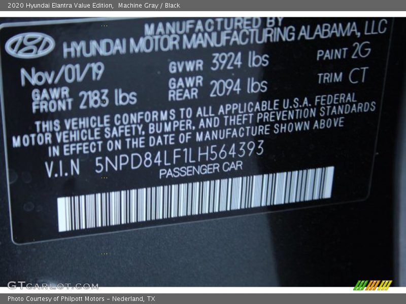 Machine Gray / Black 2020 Hyundai Elantra Value Edition