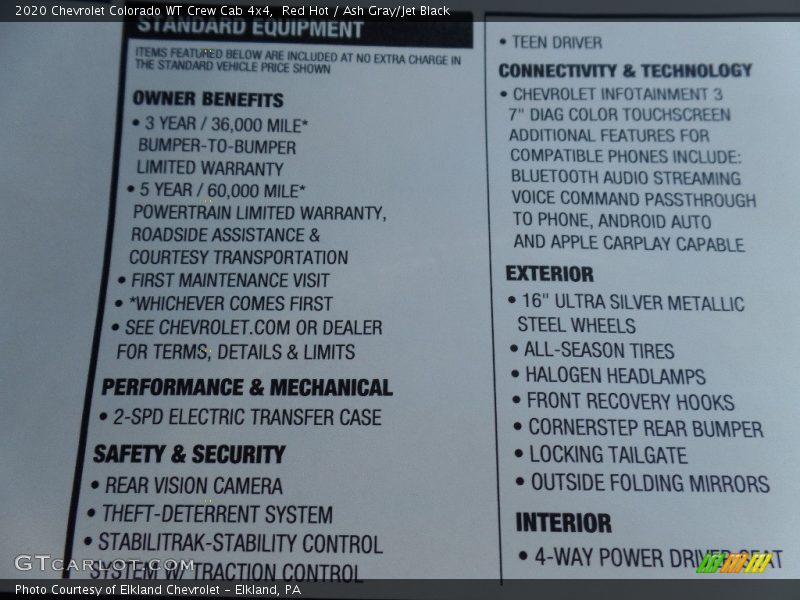 Red Hot / Ash Gray/Jet Black 2020 Chevrolet Colorado WT Crew Cab 4x4