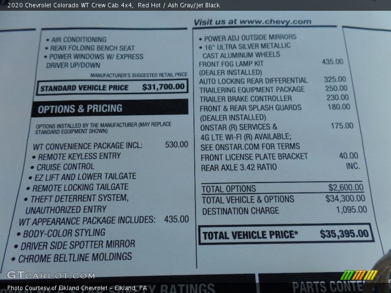 Red Hot / Ash Gray/Jet Black 2020 Chevrolet Colorado WT Crew Cab 4x4