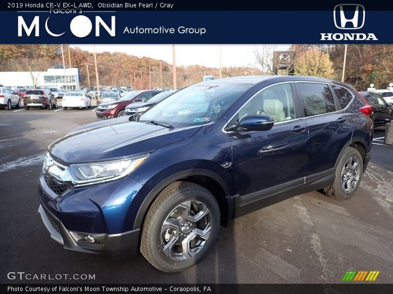 Obsidian Blue Pearl / Gray 2019 Honda CR-V EX-L AWD