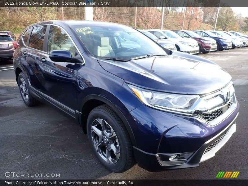 Obsidian Blue Pearl / Gray 2019 Honda CR-V EX-L AWD