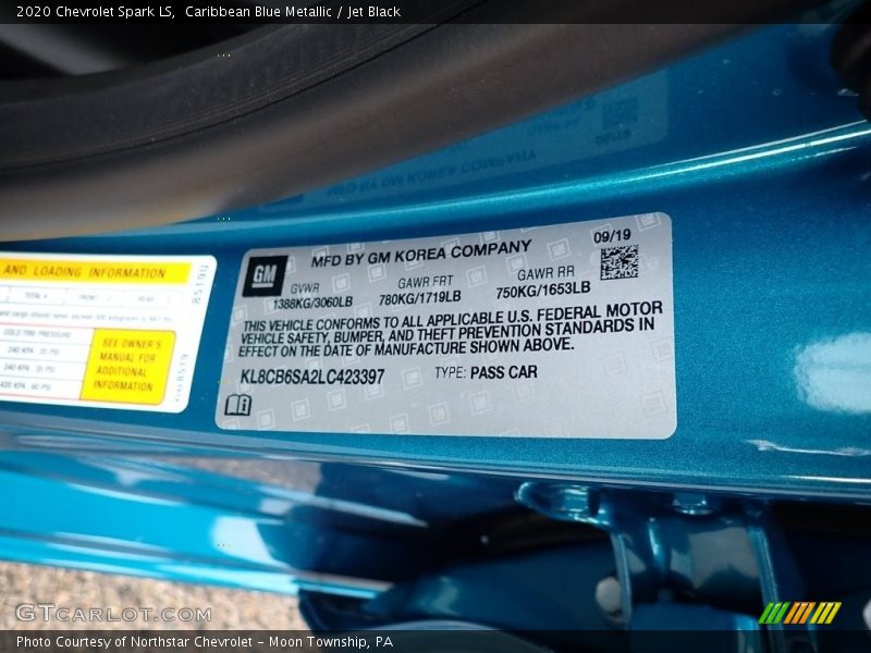 Caribbean Blue Metallic / Jet Black 2020 Chevrolet Spark LS