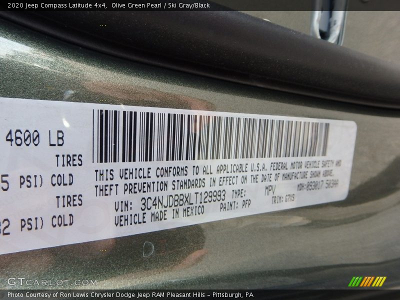 2020 Compass Latitude 4x4 Olive Green Pearl Color Code PFP