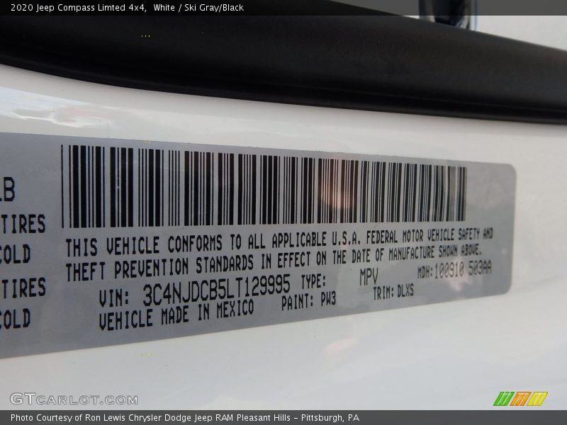 White / Ski Gray/Black 2020 Jeep Compass Limted 4x4