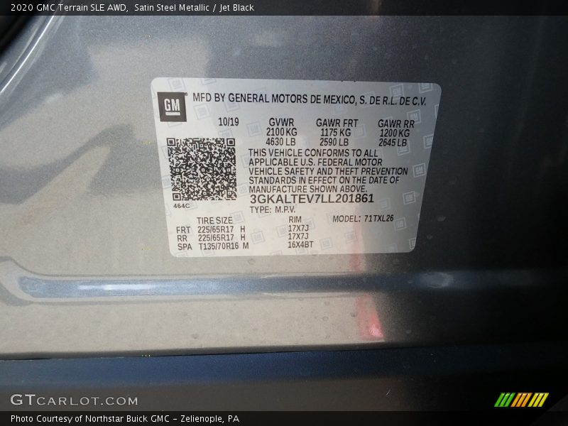Satin Steel Metallic / Jet Black 2020 GMC Terrain SLE AWD
