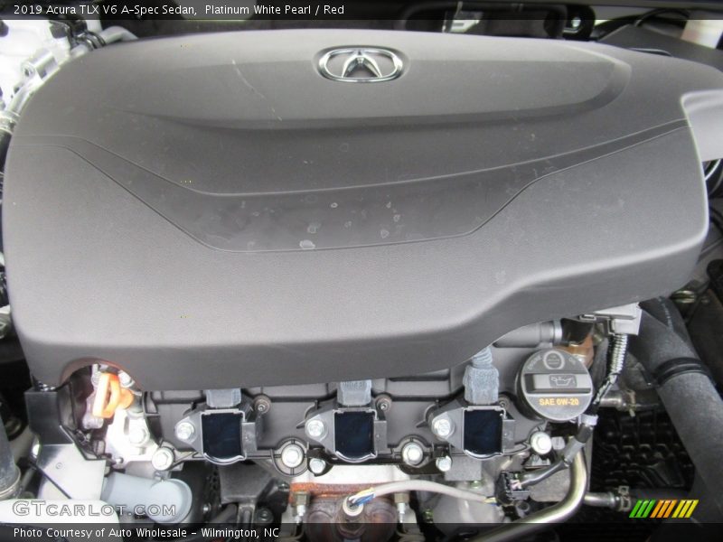 Platinum White Pearl / Red 2019 Acura TLX V6 A-Spec Sedan