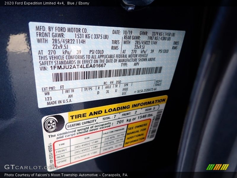 2020 Expedition Limited 4x4 Blue Color Code FT