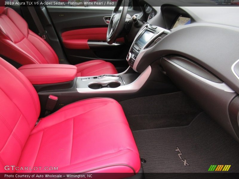 Platinum White Pearl / Red 2019 Acura TLX V6 A-Spec Sedan