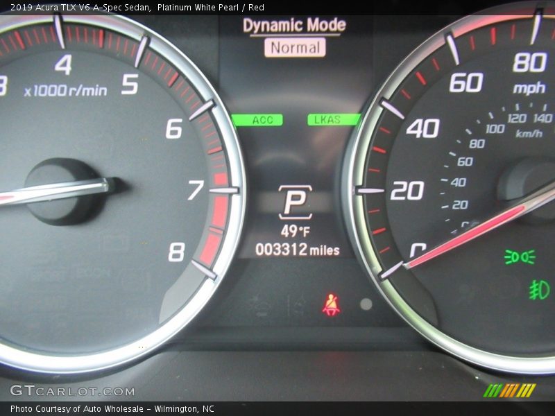 Platinum White Pearl / Red 2019 Acura TLX V6 A-Spec Sedan