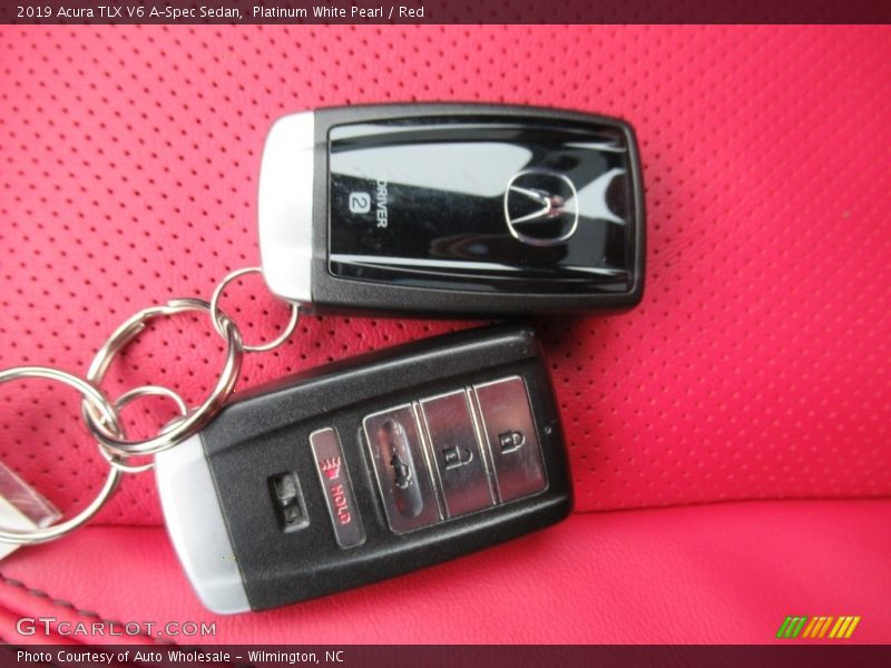 Platinum White Pearl / Red 2019 Acura TLX V6 A-Spec Sedan