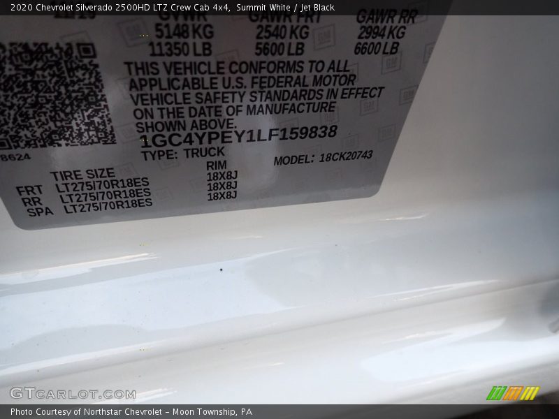 Summit White / Jet Black 2020 Chevrolet Silverado 2500HD LTZ Crew Cab 4x4