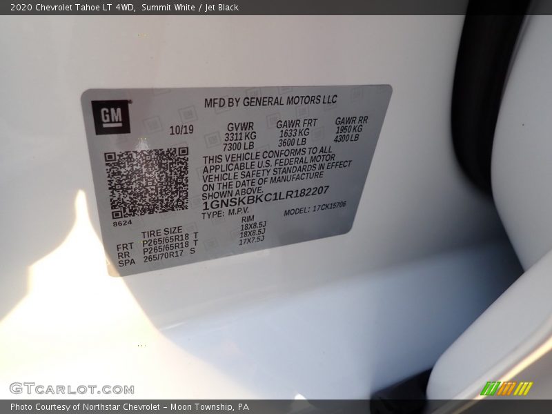 Summit White / Jet Black 2020 Chevrolet Tahoe LT 4WD