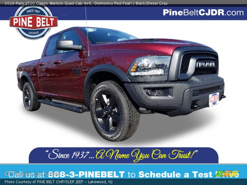 Delmonico Red Pearl / Black/Diesel Gray 2019 Ram 1500 Classic Warlock Quad Cab 4x4
