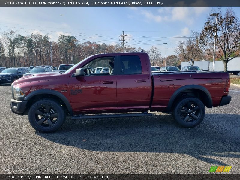 Delmonico Red Pearl / Black/Diesel Gray 2019 Ram 1500 Classic Warlock Quad Cab 4x4
