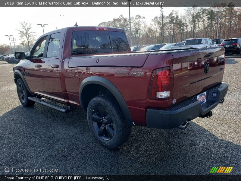 Delmonico Red Pearl / Black/Diesel Gray 2019 Ram 1500 Classic Warlock Quad Cab 4x4