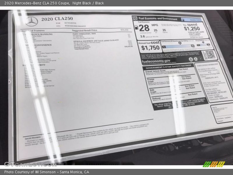 Night Black / Black 2020 Mercedes-Benz CLA 250 Coupe