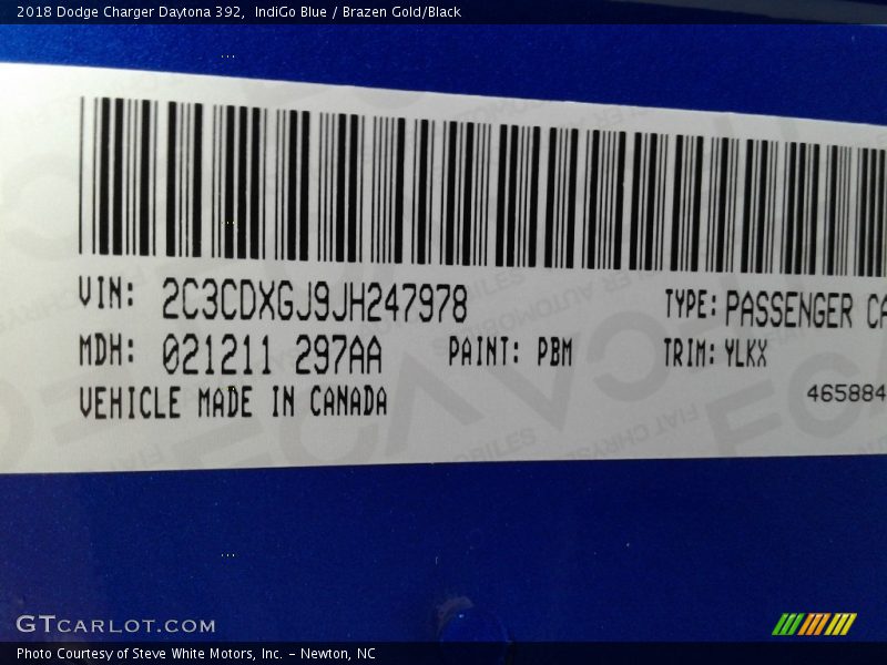 IndiGo Blue / Brazen Gold/Black 2018 Dodge Charger Daytona 392