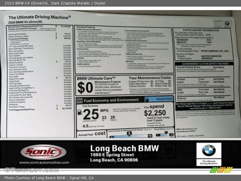 Dark Graphite Metallic / Osyter 2020 BMW X4 xDrive30i