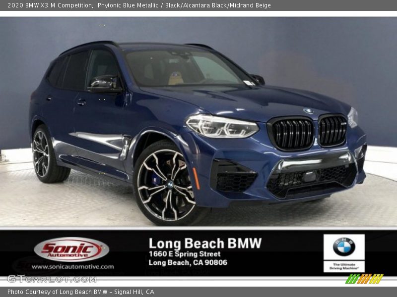 Phytonic Blue Metallic / Black/Alcantara Black/Midrand Beige 2020 BMW X3 M Competition