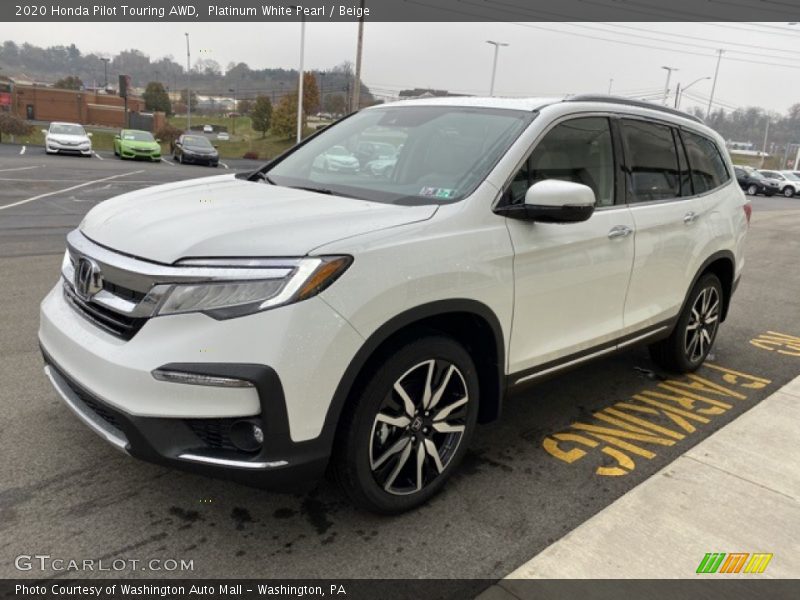 Platinum White Pearl / Beige 2020 Honda Pilot Touring AWD