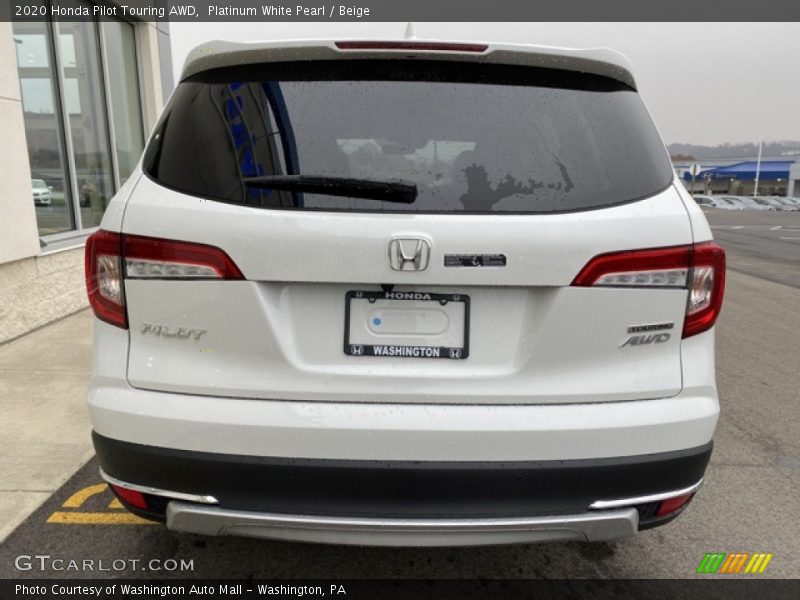 Platinum White Pearl / Beige 2020 Honda Pilot Touring AWD