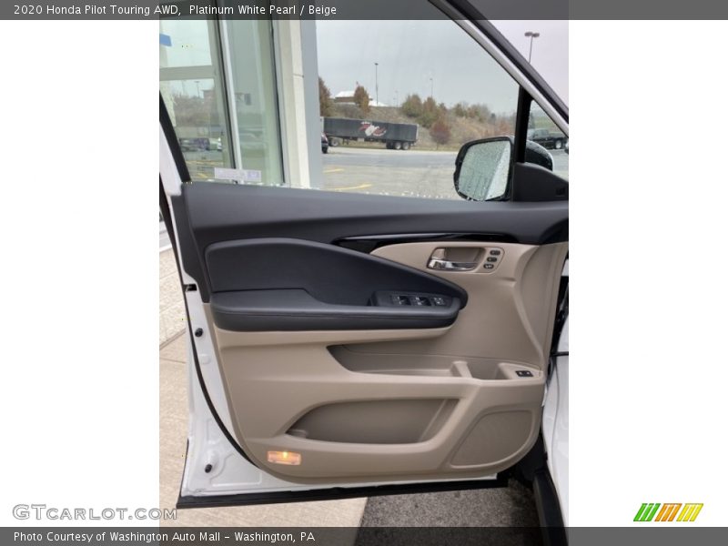 Platinum White Pearl / Beige 2020 Honda Pilot Touring AWD