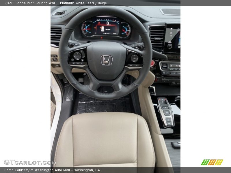 Platinum White Pearl / Beige 2020 Honda Pilot Touring AWD