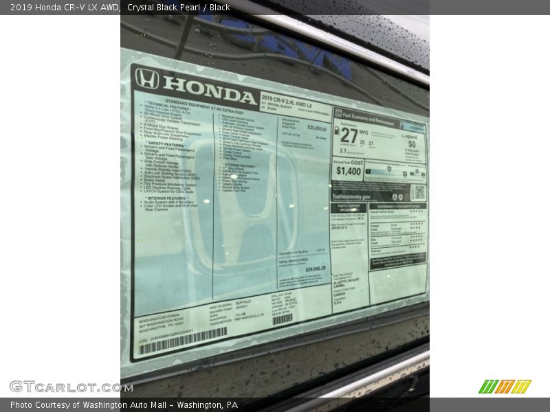 Crystal Black Pearl / Black 2019 Honda CR-V LX AWD