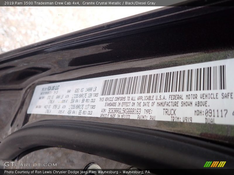 Granite Crystal Metallic / Black/Diesel Gray 2019 Ram 3500 Tradesman Crew Cab 4x4