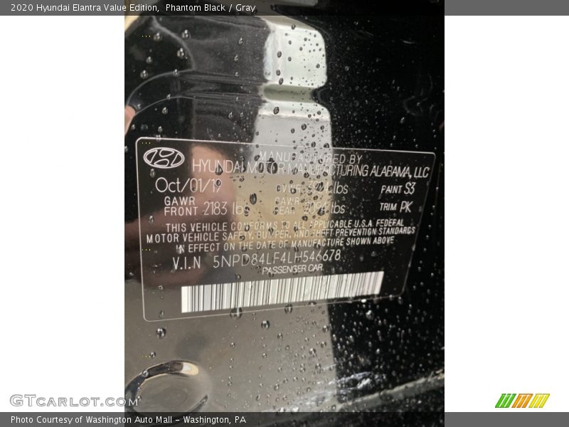 Phantom Black / Gray 2020 Hyundai Elantra Value Edition