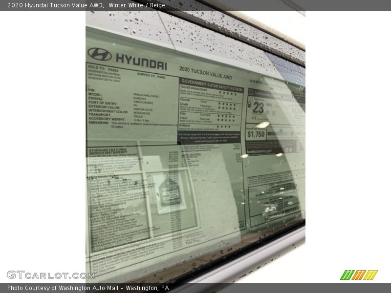 Winter White / Beige 2020 Hyundai Tucson Value AWD