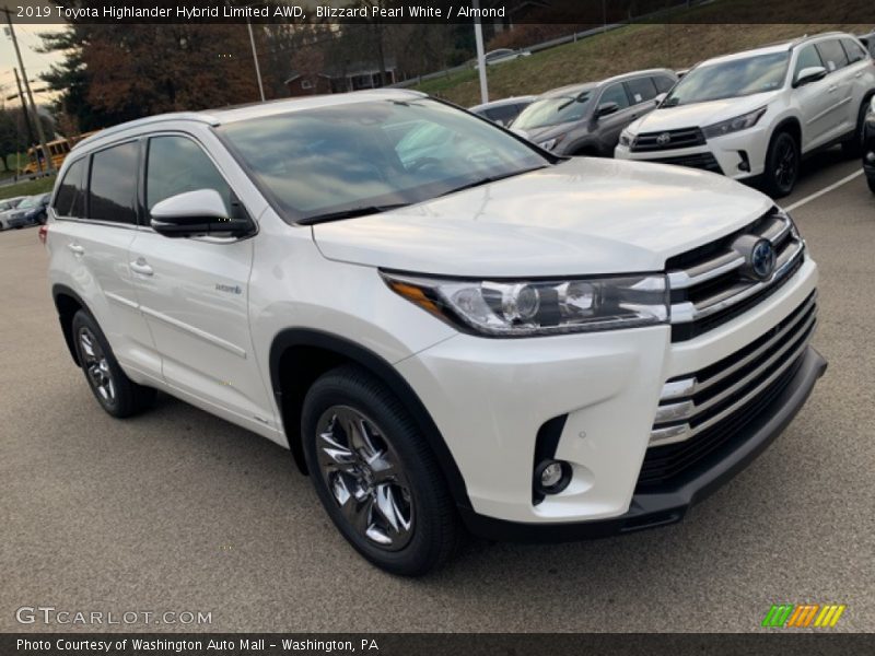 Blizzard Pearl White / Almond 2019 Toyota Highlander Hybrid Limited AWD