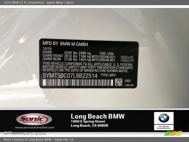 Alpine White / Black 2020 BMW X3 M Competition