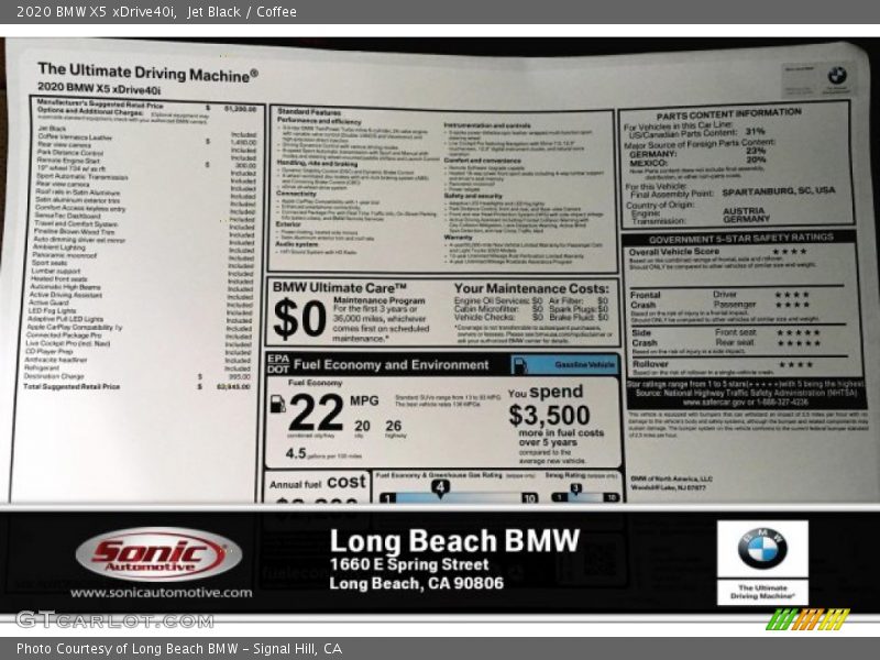 Jet Black / Coffee 2020 BMW X5 xDrive40i