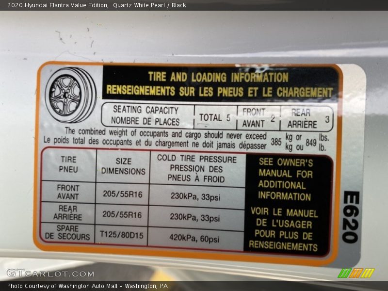 Quartz White Pearl / Black 2020 Hyundai Elantra Value Edition