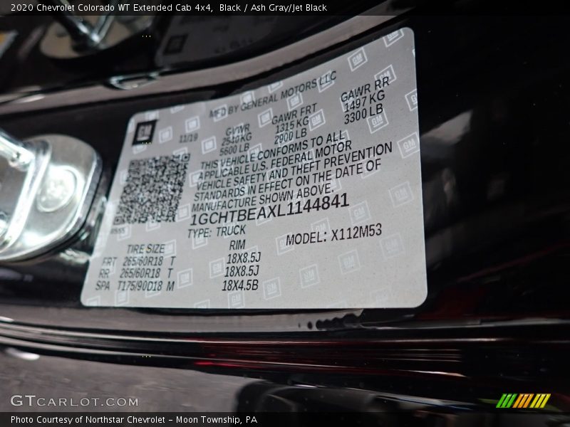 Black / Ash Gray/Jet Black 2020 Chevrolet Colorado WT Extended Cab 4x4