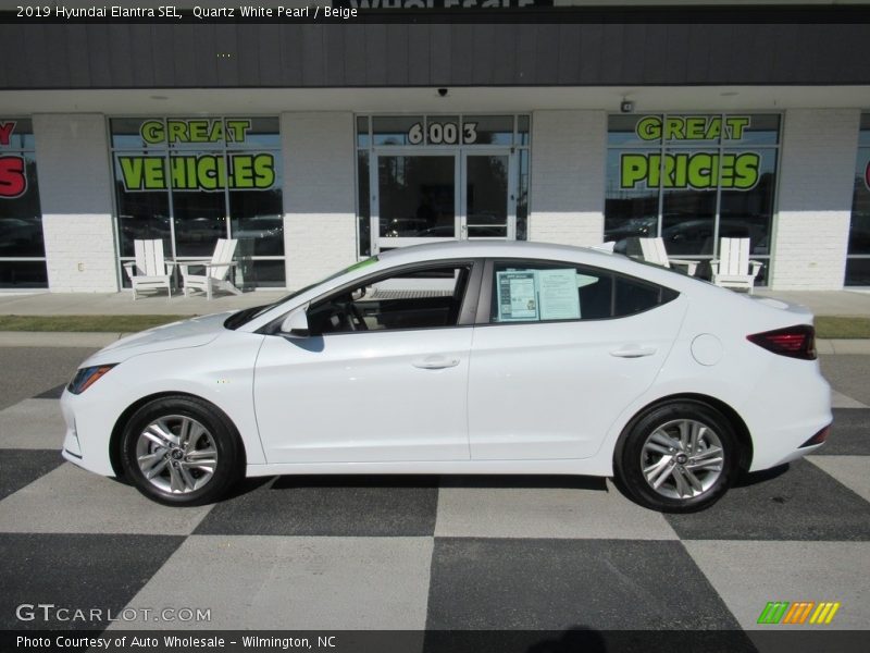 Quartz White Pearl / Beige 2019 Hyundai Elantra SEL