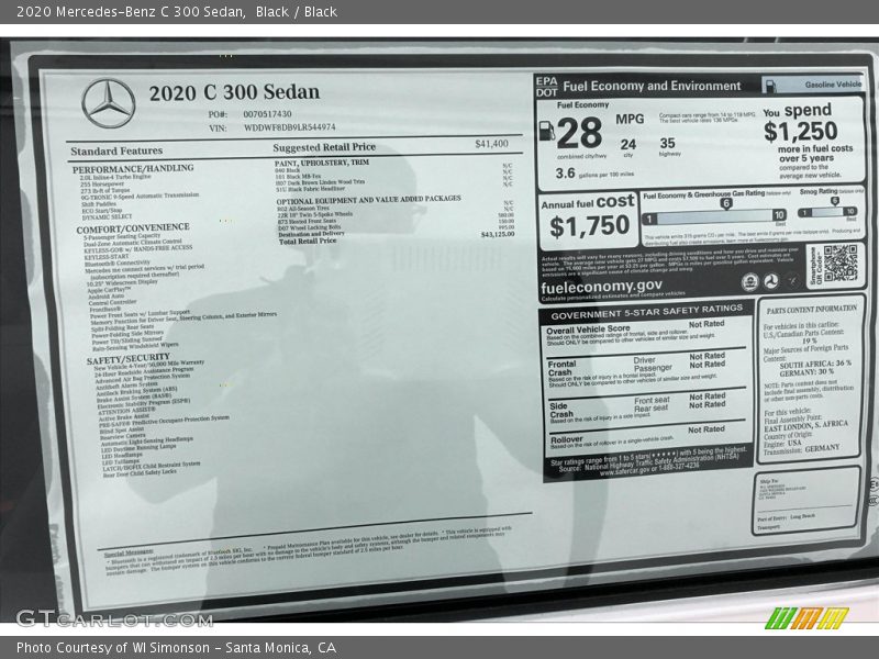 Black / Black 2020 Mercedes-Benz C 300 Sedan