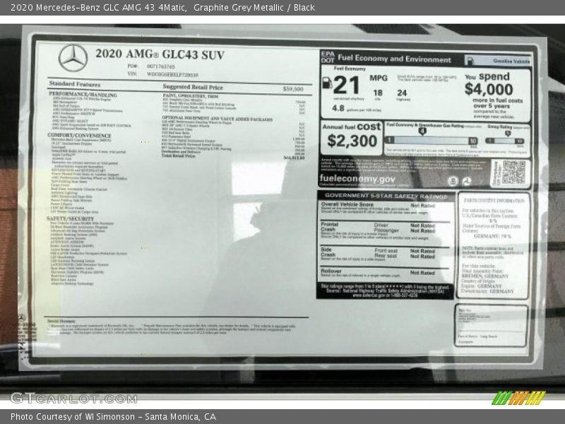 Graphite Grey Metallic / Black 2020 Mercedes-Benz GLC AMG 43 4Matic