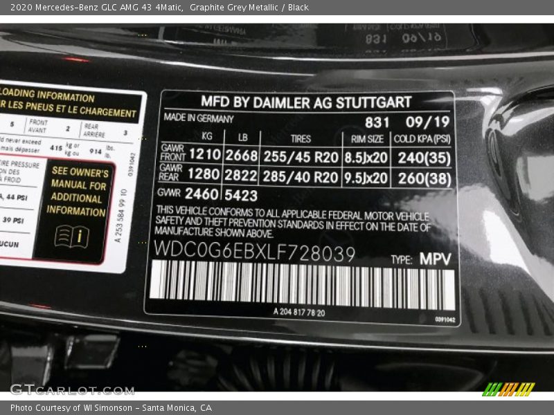 Graphite Grey Metallic / Black 2020 Mercedes-Benz GLC AMG 43 4Matic