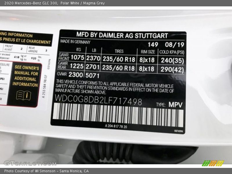 Polar White / Magma Grey 2020 Mercedes-Benz GLC 300