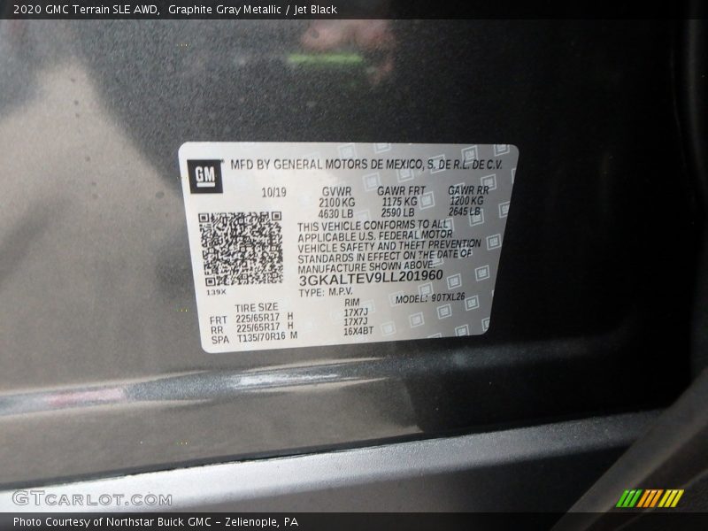 Graphite Gray Metallic / Jet Black 2020 GMC Terrain SLE AWD