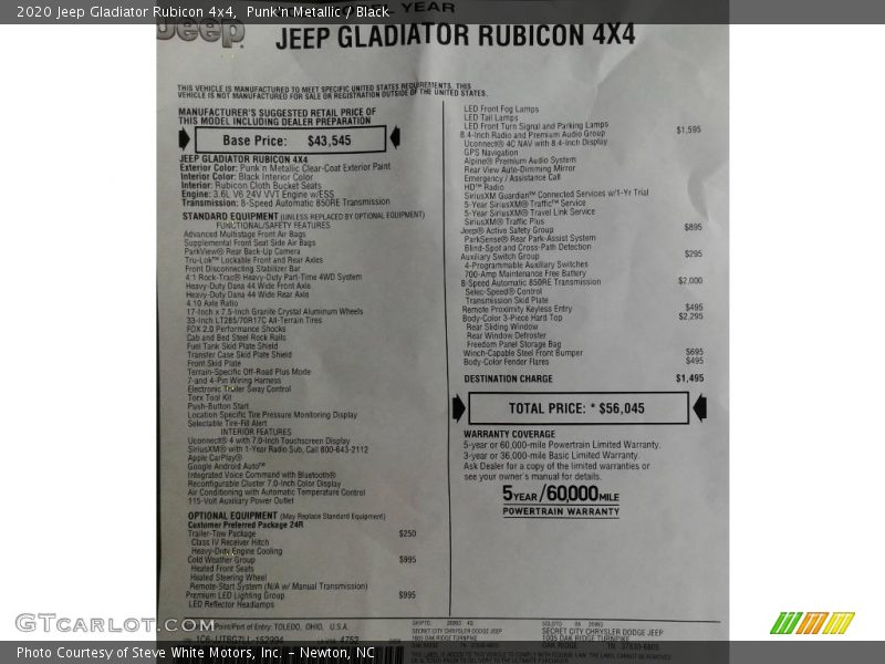 Punk'n Metallic / Black 2020 Jeep Gladiator Rubicon 4x4