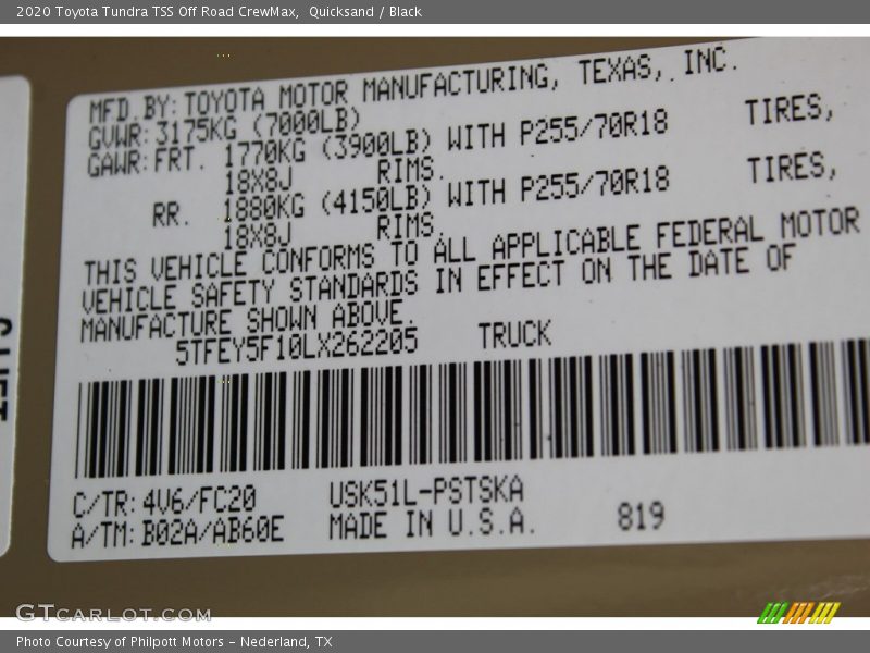 Quicksand / Black 2020 Toyota Tundra TSS Off Road CrewMax