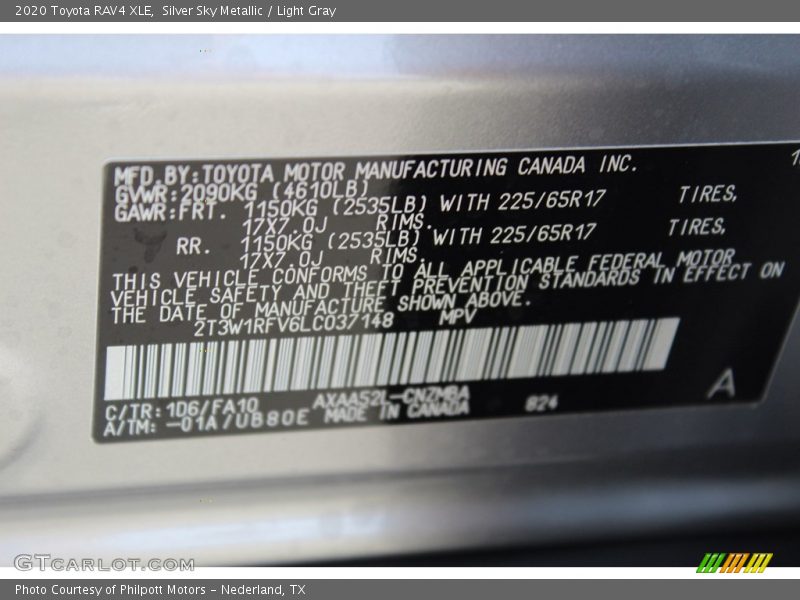Silver Sky Metallic / Light Gray 2020 Toyota RAV4 XLE