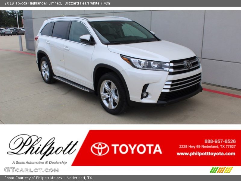 Blizzard Pearl White / Ash 2019 Toyota Highlander Limited