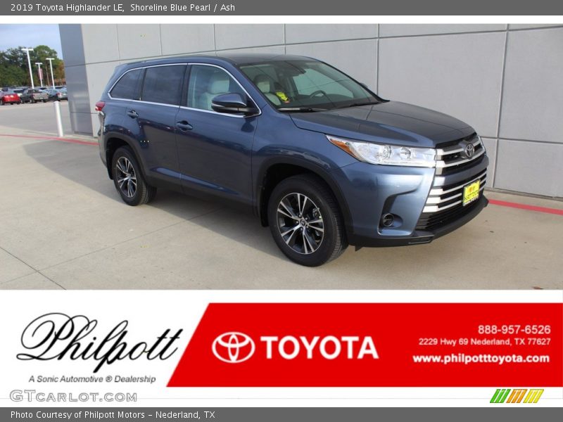 Shoreline Blue Pearl / Ash 2019 Toyota Highlander LE